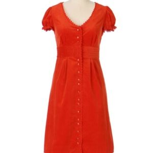 Anthropologie Maeve Corduroy Button Down Dress